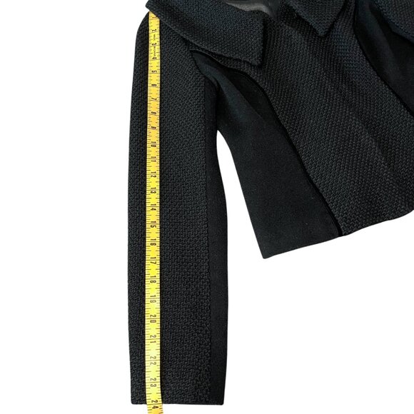 Ann Taylor Textured Wool Jacket Womens Size 0 Black Cropped Tailored Chic - Picture 11 of 11
